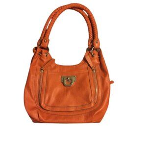 Bueno orange tangerine handbag faux leather